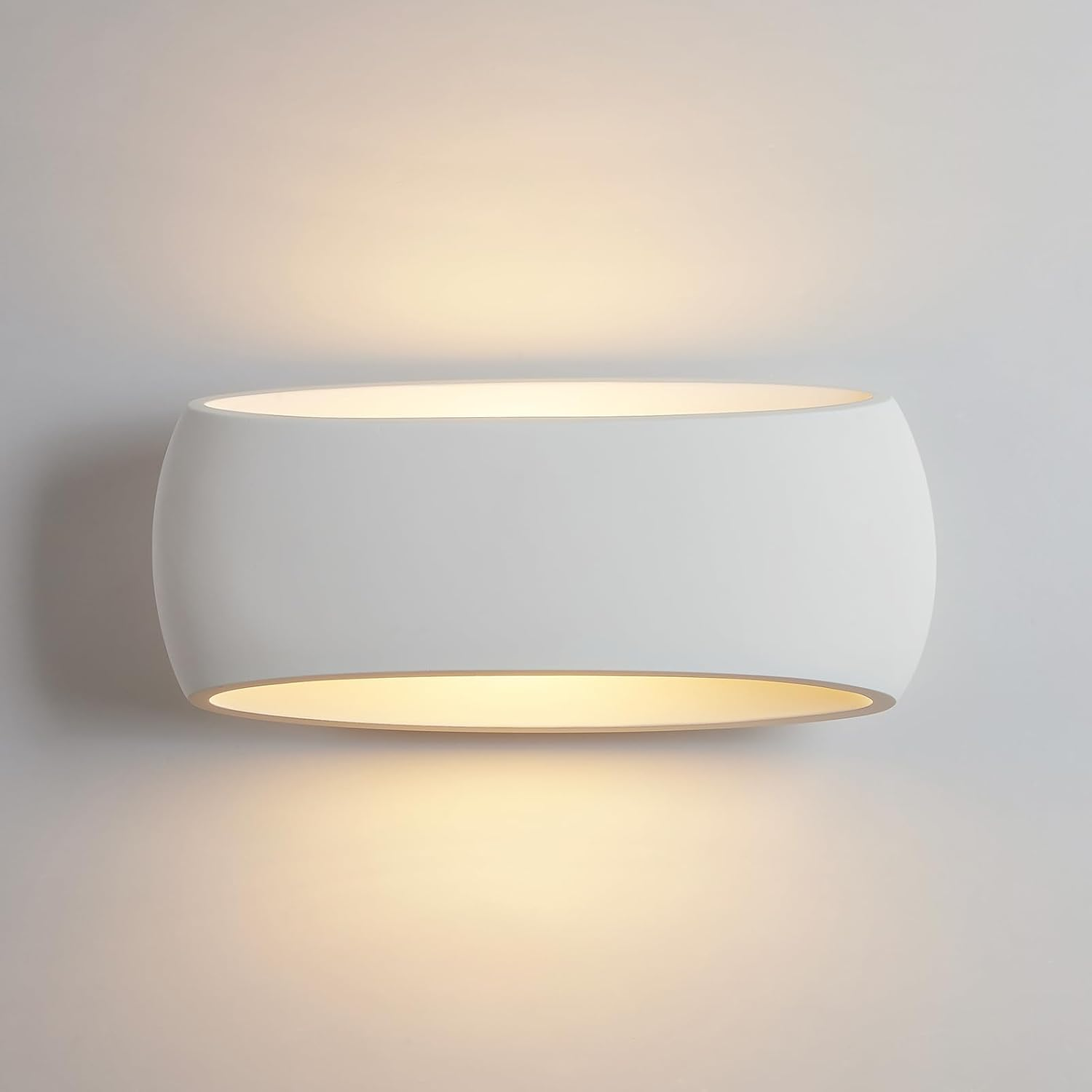 Indoor Wall Sconce Lights with White Oval Plaster Shade Fitting-Length 38CM
