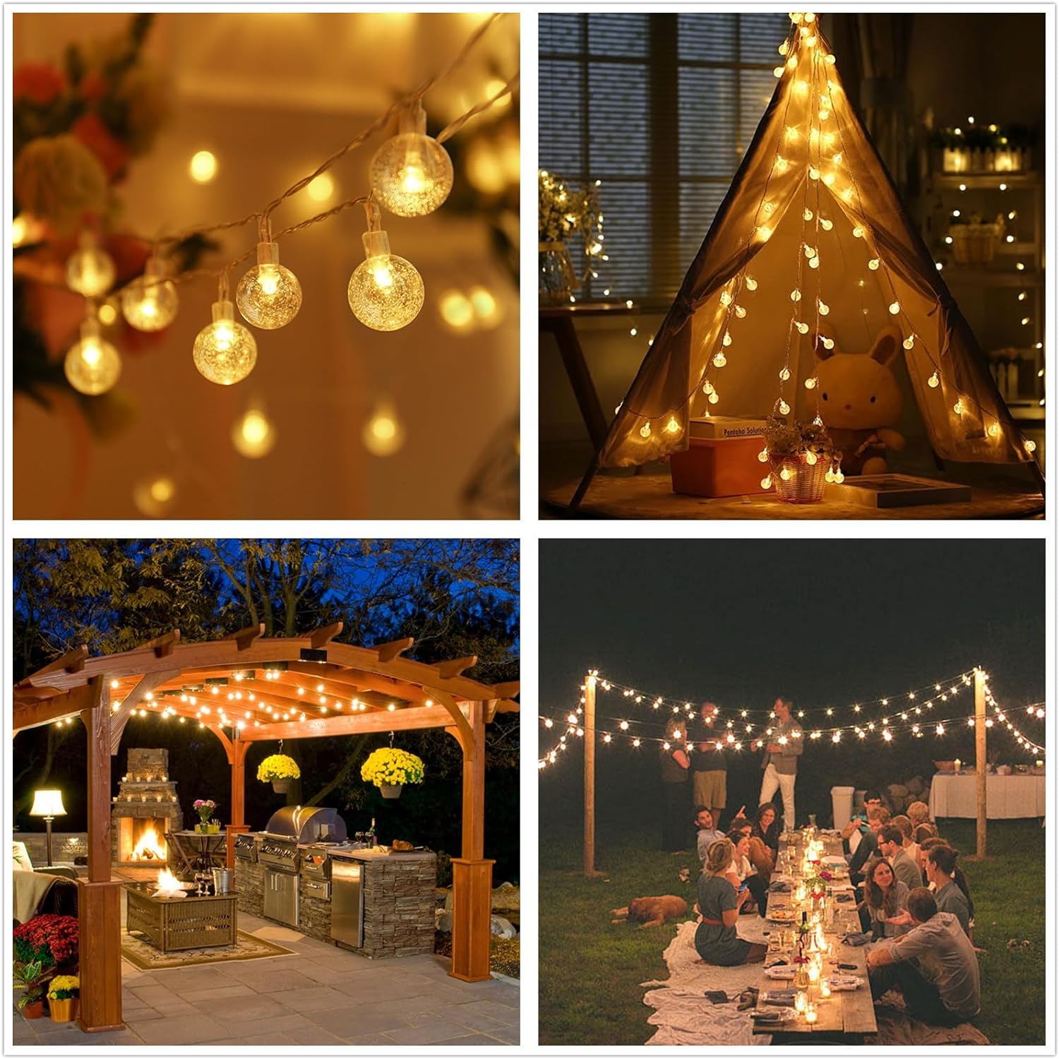Clerance Sale - Globe Fairy Lights, 20 LED Globe String Lights - USB or Battery Powered - 8 Modes - Outdoor Indoor String Fairy Lights for Christmas, Balcony, Gazebo, Garden, Camping
