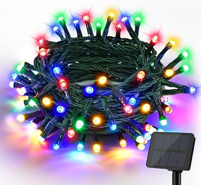 5M 50 LED Solar String Lights – Cool White, 8 Modes, Waterproof