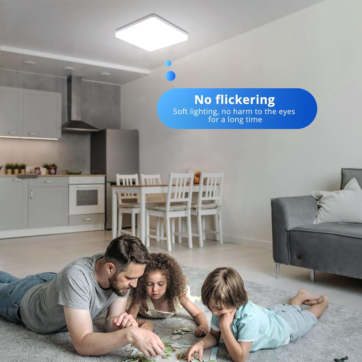 Square LED Ceiling Light, 4320lm, 6000K Daylight White, IP44 Waterproof, Energy-Saving Light for Bathroom, Kitchen, Bedroom, Office