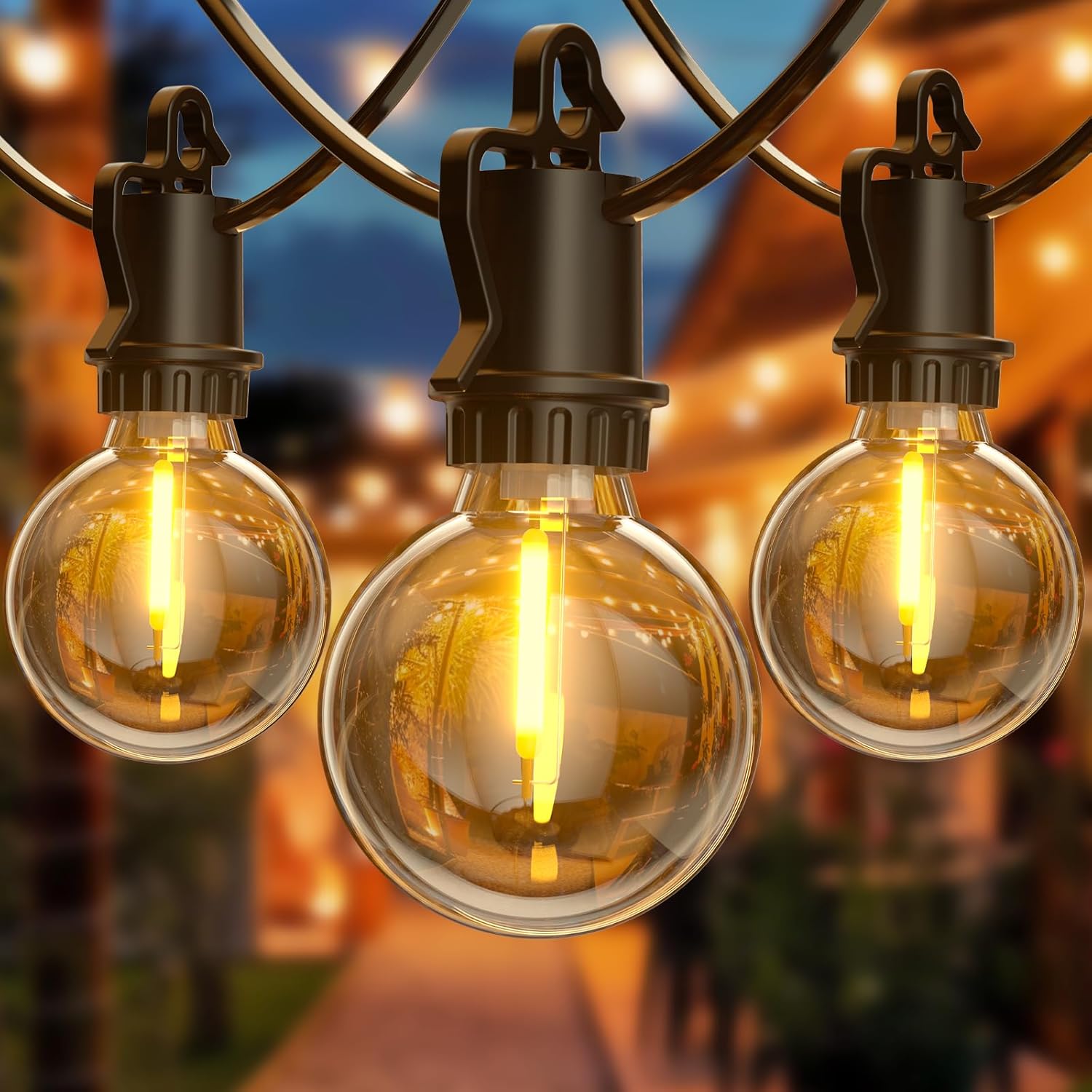 56FT Solar Garden Festoon Lights with Remote