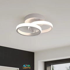 2 Circles LED Comfortable Ceiling Fixture for Corridor Living Room 22W Warm White Light