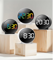 Curved LED Digital Alarm Clock with Dual Alarms, Snooze & 4-Level Brightness