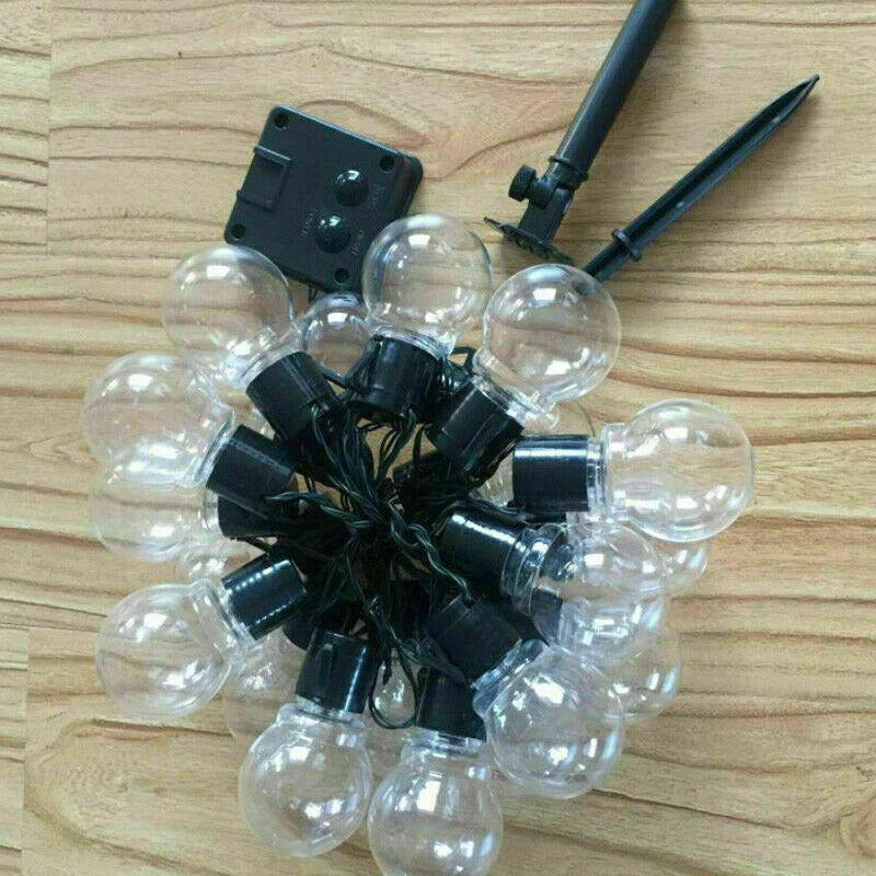 Solar Powered Retro Bulb String Lights – Warm White LED Outdoor Garden & Party Lighting