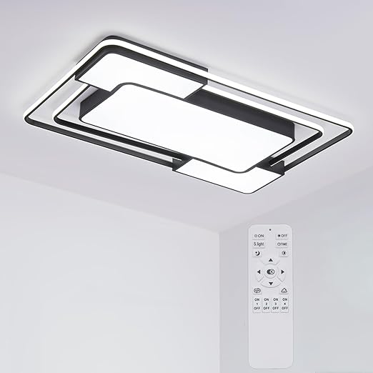 Modern Dimmable LED Ceiling Light with Remote, 90×60CM, 3000–6500K
