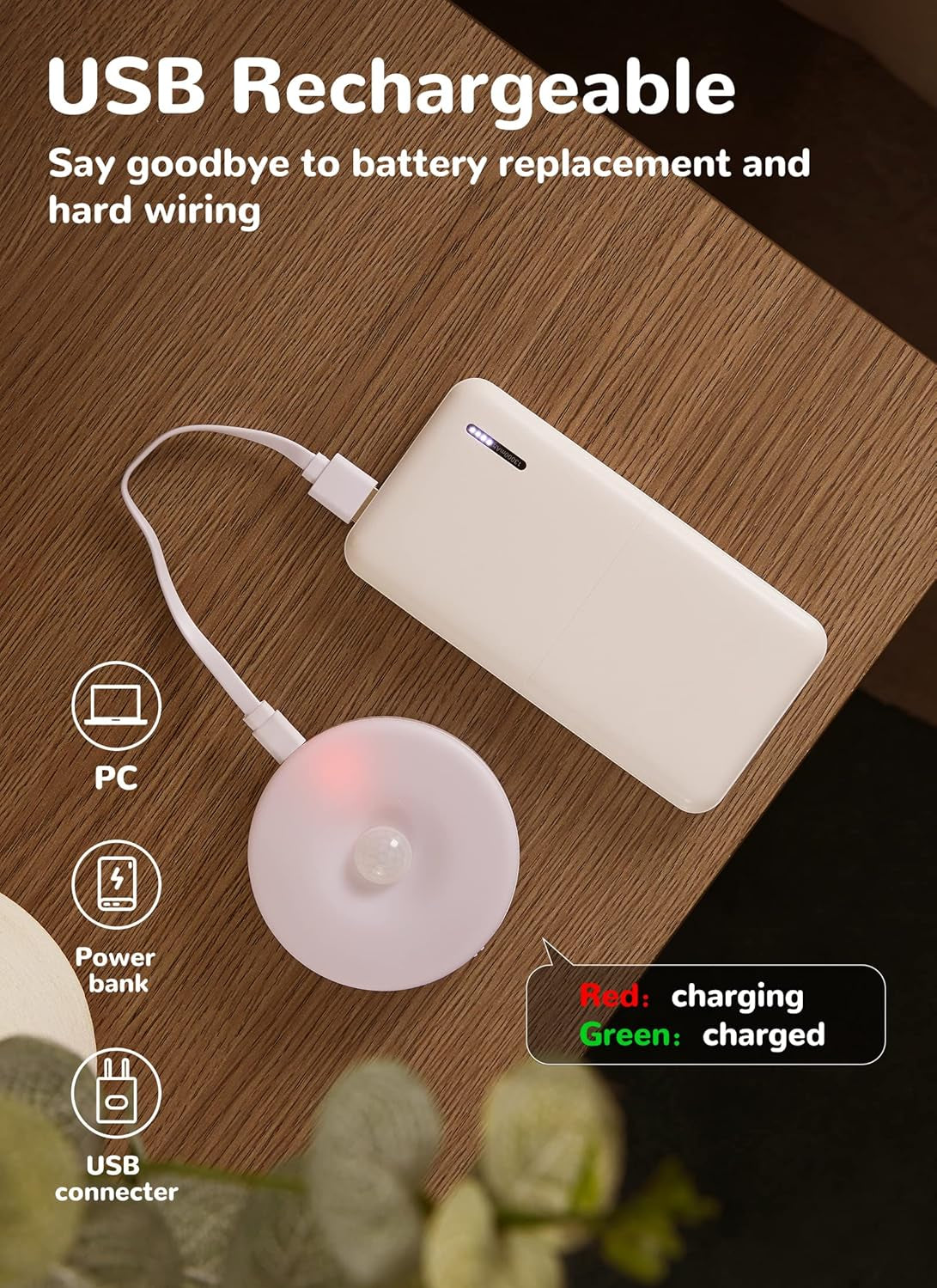 Rechargeable Motion Sensor LED Puck Lights – 6 Pack