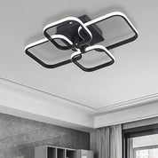 LED Ceiling Light with Remote – 4 Square Black Modern Chandelier