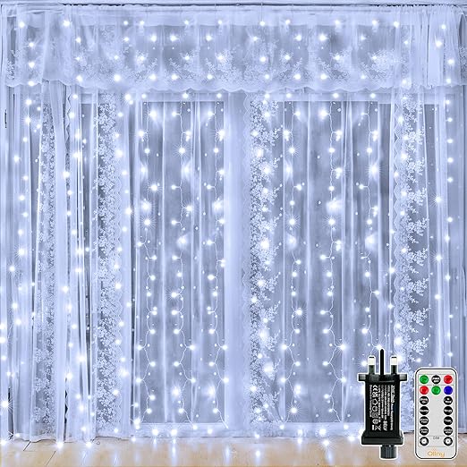 300 LED Curtain Fairy Lights Warm White for Indoor Outdoor