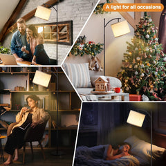 Modern Gold Standing Lamp with Adjustable Shade & Bulb