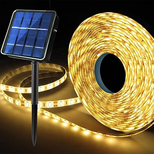 Outdoor Solar LED Strip Lights – 6M 180 LEDs, Cool White, 8 Modes, Waterproof Rope Light