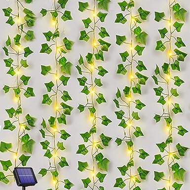 Solar String Lights 10M 100 LED Ivy Garland – Solar Powered, 8 Modes, Waterproof