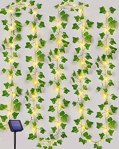 Solar String Lights 10M 100 LED Ivy Garland – Solar Powered, 8 Modes, Waterproof