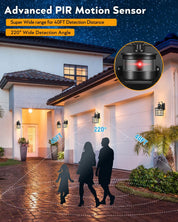 Outdoor Wall Lantern with Motion Sensor, Dusk-to-Dawn Black