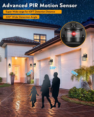 Outdoor Wall Lantern with Motion Sensor, Dusk-to-Dawn Black