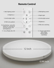30CM LED Ceiling Light with Remote & RGB Backlight