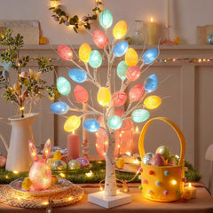 Easter Tree with Lights White Birch Twig Egg Decor Lamp Home
