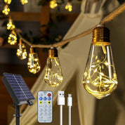 6m Solar Festoon Lights with Remote – 16 Bulbs Outdoor