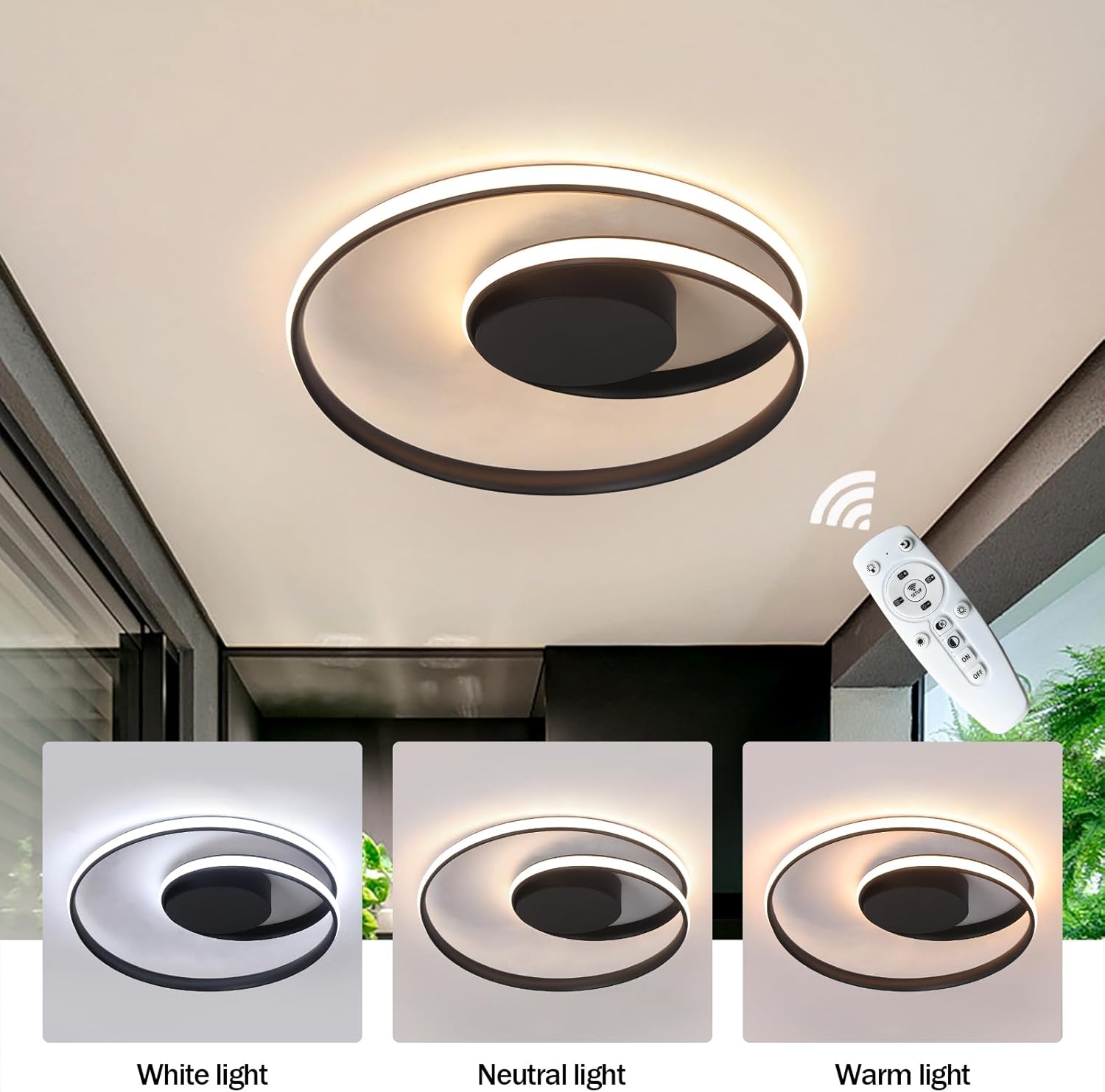 18'' Dimmable LED Ceiling Light with Remote Control