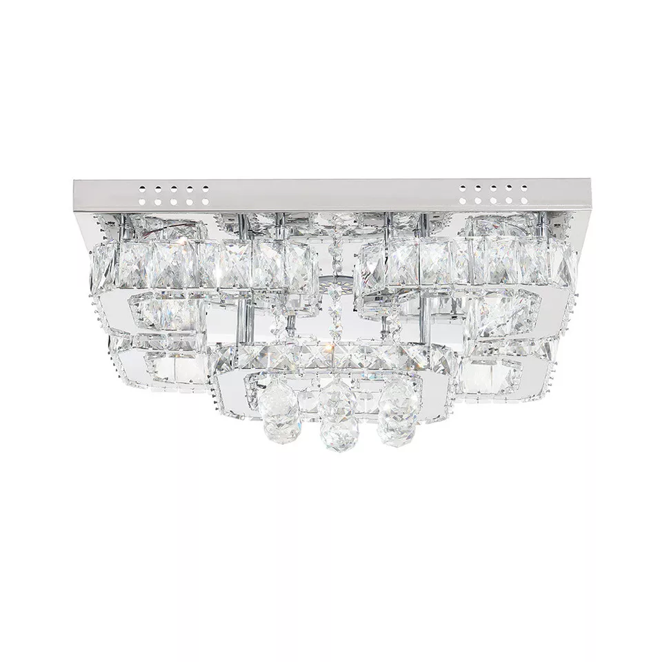 Modern LED Square Pendant Light for Elegant Interiors-Crystal Flush Mount Ceiling Chandelier