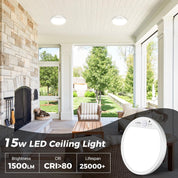 Motion Sensor LED Ceiling Light, 15W, 3 CCT, 1500LM