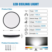 Modern Round LED Ceiling Light – 12W/18W, Waterproof, 6500K