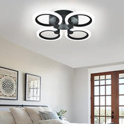 Modern 4-Ring LED Ceiling Light, Chrome, 6500K Daylight