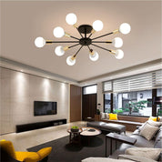 Sputnik Ceiling Light – 10-Light Matte Black Flush Mount Fixture