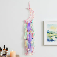 Macrame Moon Dream Catcher Wall Hanging with LED Light