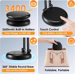 Rechargeable LED Desk Lamp, Dimmable Touch Control Light