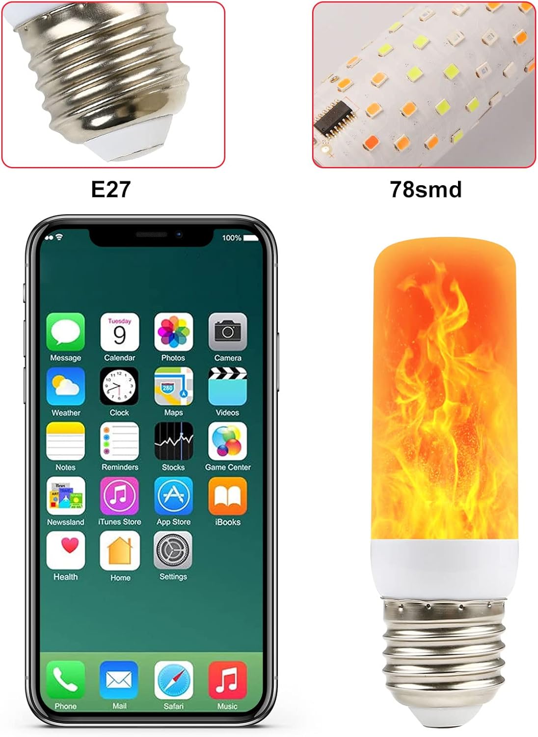 Flame Bulb 2 Pack LED E27 Flickering Effect