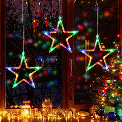 Christmas Window Star Lights, 30 LEDs Battery String Lights with Timer