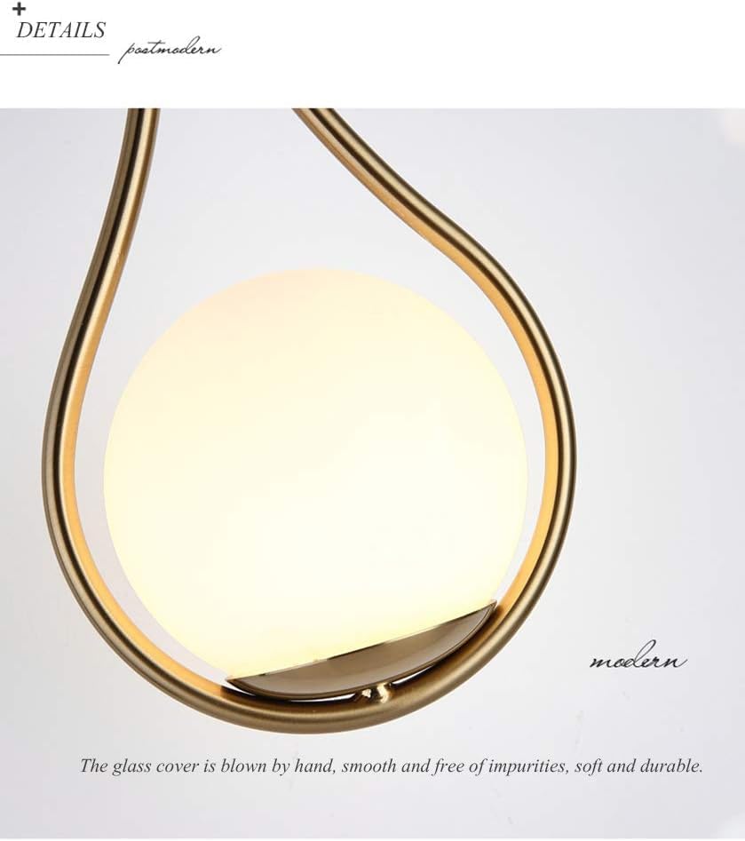 Nordic Golden Wall Lamp with Glass Shade, E27 Light