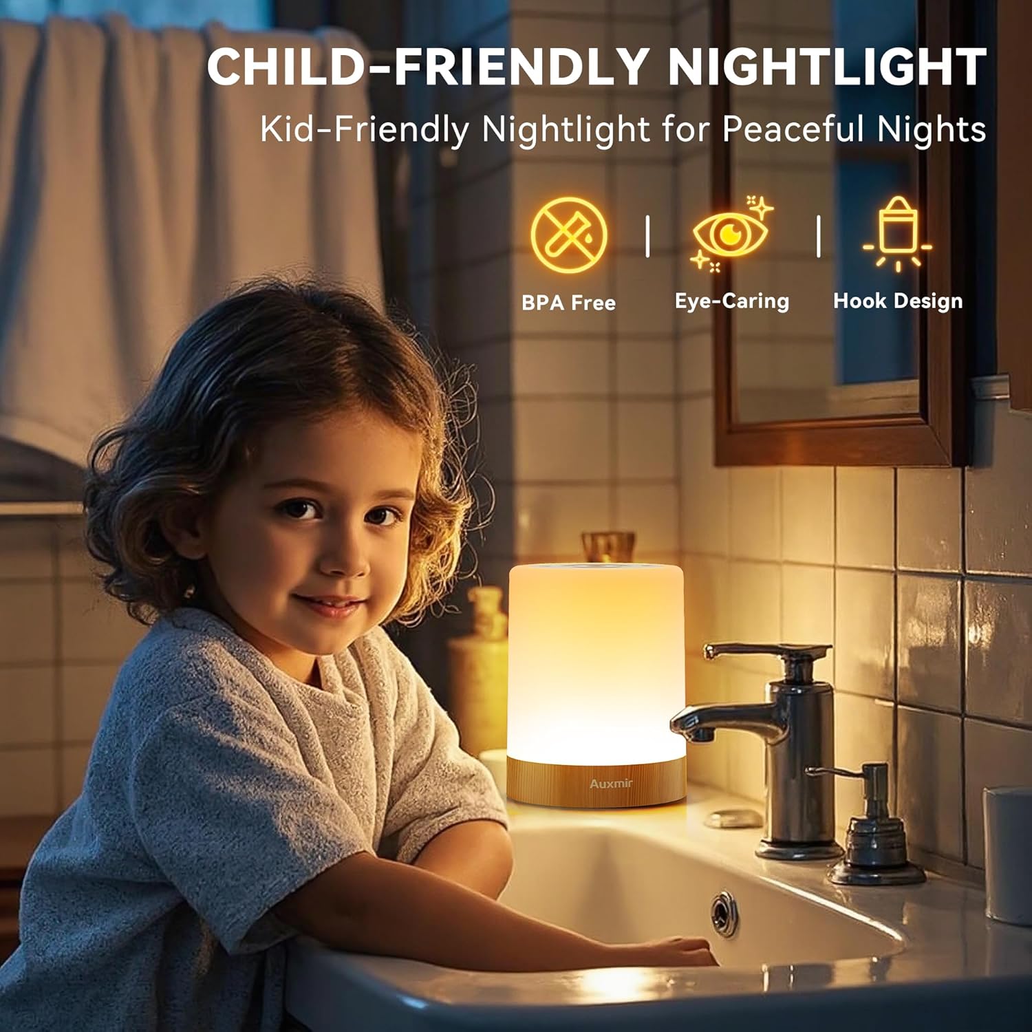 Rechargeable RGB Touch Night Light for Bedroom