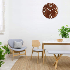 Silent Wooden Wall Clock – Non-Ticking with Night Light for Home & Office