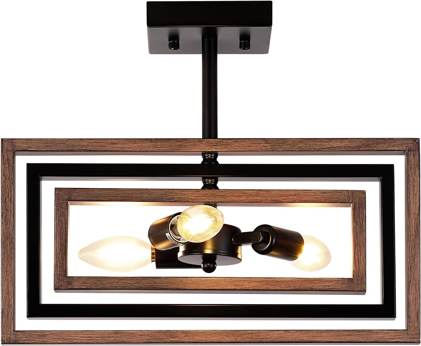 Black 3-Light Vintage Ceiling Light Fixture