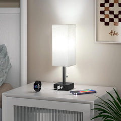 USB Bedside Table Lamp with 3 Color Modes & Pull Chain