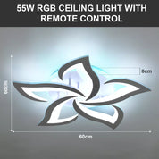 55W LED Ceiling Chandelier with RGB Backlight – Stylish Star Design, Dimmable Remote Control Lighting