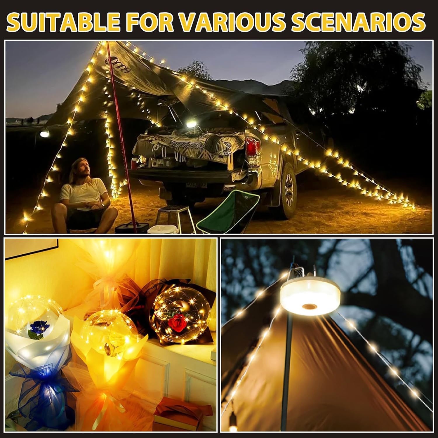 20M Rechargeable Camping String Lights