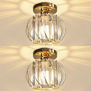Small Crystal Flush Mount Ceiling Light with Black Shade