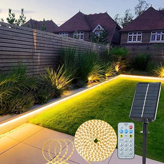 Solar LED Strip Lights – 10M 640 LEDs, Remote Control, Waterproof Outdoor Lighting