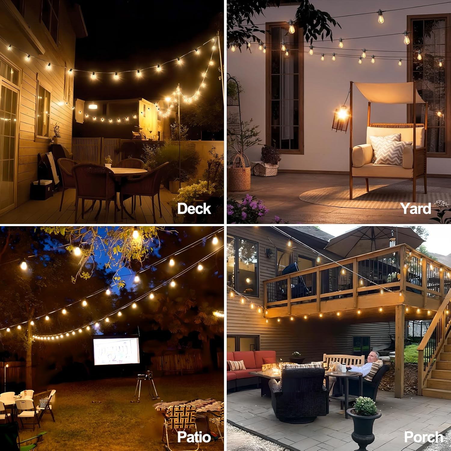 15M Outdoor LED String Lights with S14 Bulbs
