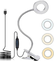 KNAMKY USB Clip-On Desk Lamp with Flexible Neck