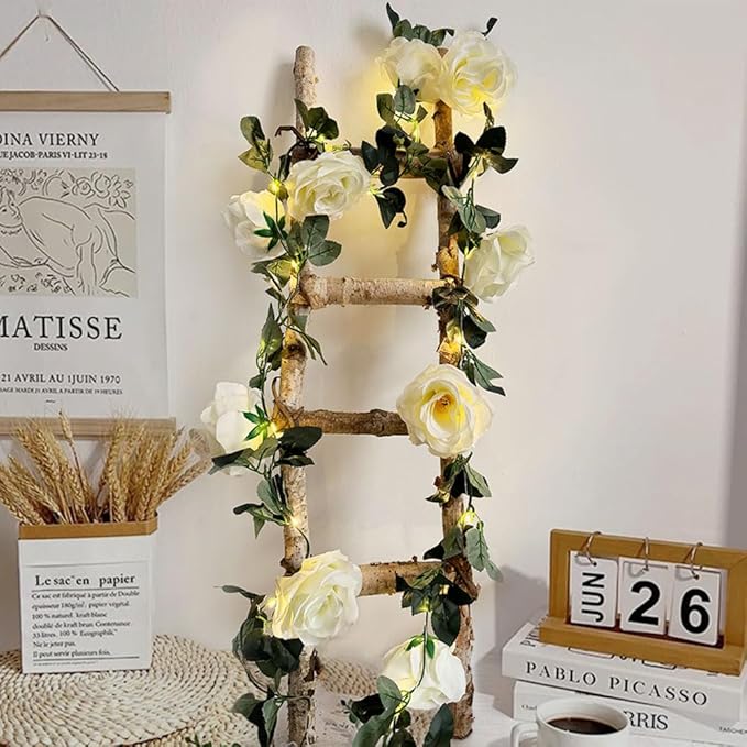 Rosybrown LED Flower Garland Lights – Battery Operated