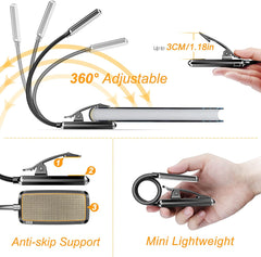 Gritin Reading Light 9 LED Rechargeable Book Lamp | 3 Eye Protecting Modes (Warm & Cool White) Portable Clip Light with Stepless Dimming, Long Battery Life, 4-Level Power Indicator & Flexible Clip