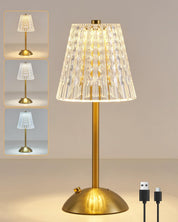 Rechargeable Gold Table Lamp, Touch Dimmable LED Desk Light