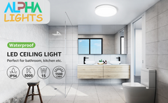 48W IP54 Waterproof LED Ceiling Light, 5000K Daylight White, 2400lm for Bathroom, Kitchen, Hallway