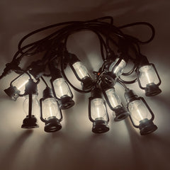 5M Outdoor Festoon Lights - 10 Edison Bulbs, Warm White 3000K, Long Bright Glow