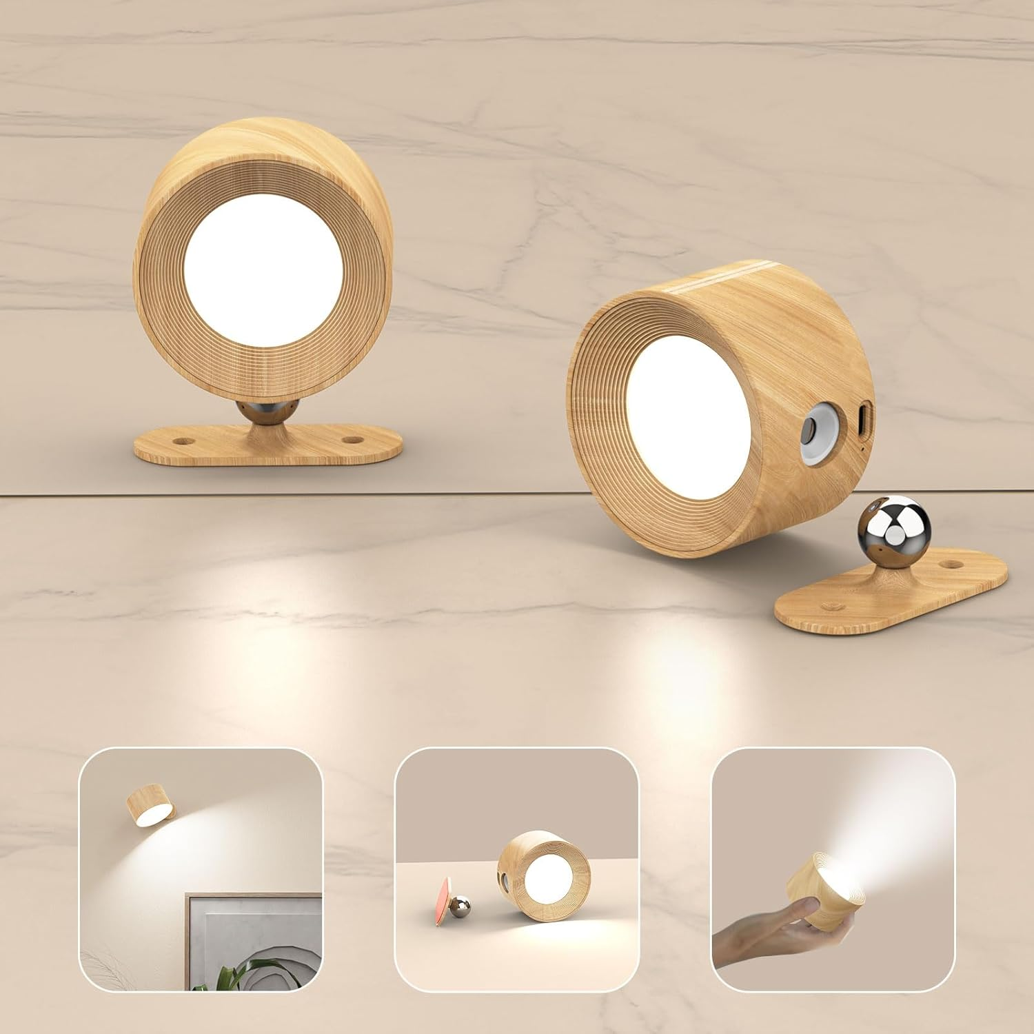 2 Pack Wall Spotlights with 3 Color Modes