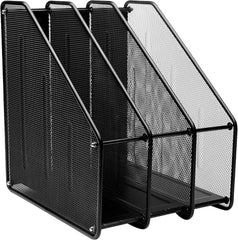 Mesh Metal Magazine Holder Triple Rack – 3 Vertical Compartments for Files & Folders