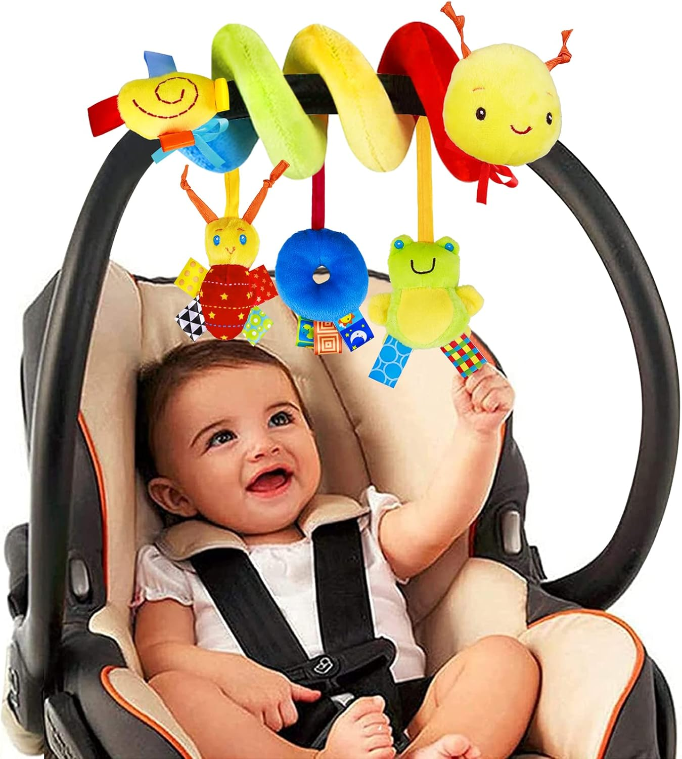 YELUFT Spiral Pram Toy – Plush Rattle & Hanging Sensory Activity for Babies 0–12M